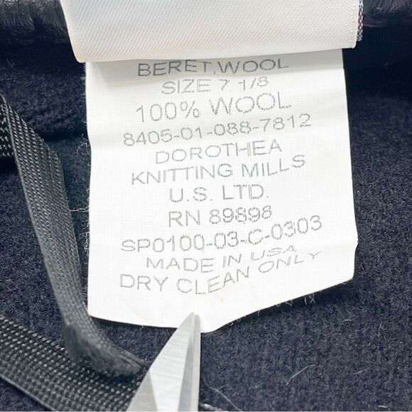 Vintage DSCP Military 100% Wool Black Military Beret Size 7 1/8 Made in USA Flaw - Picture 9 of 10